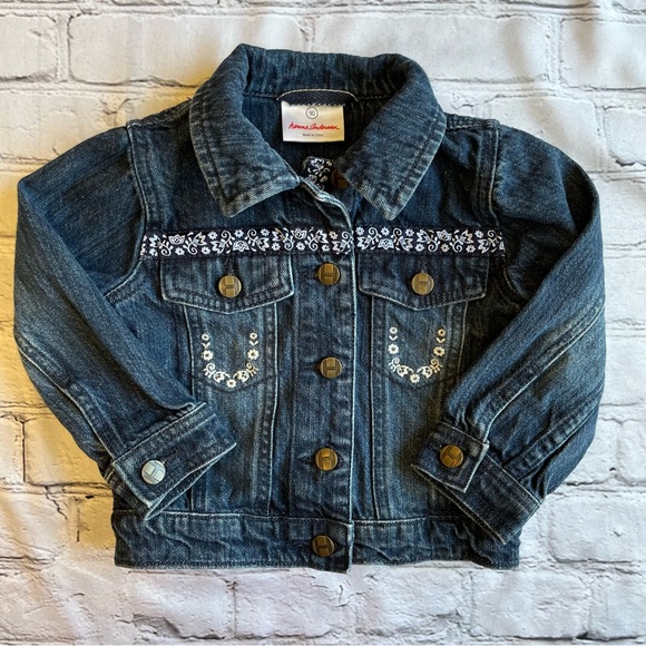 Hanna Andersson Other - Hanna Andersson “90” Girls Jean Jacket Ribbon Trim Size 3